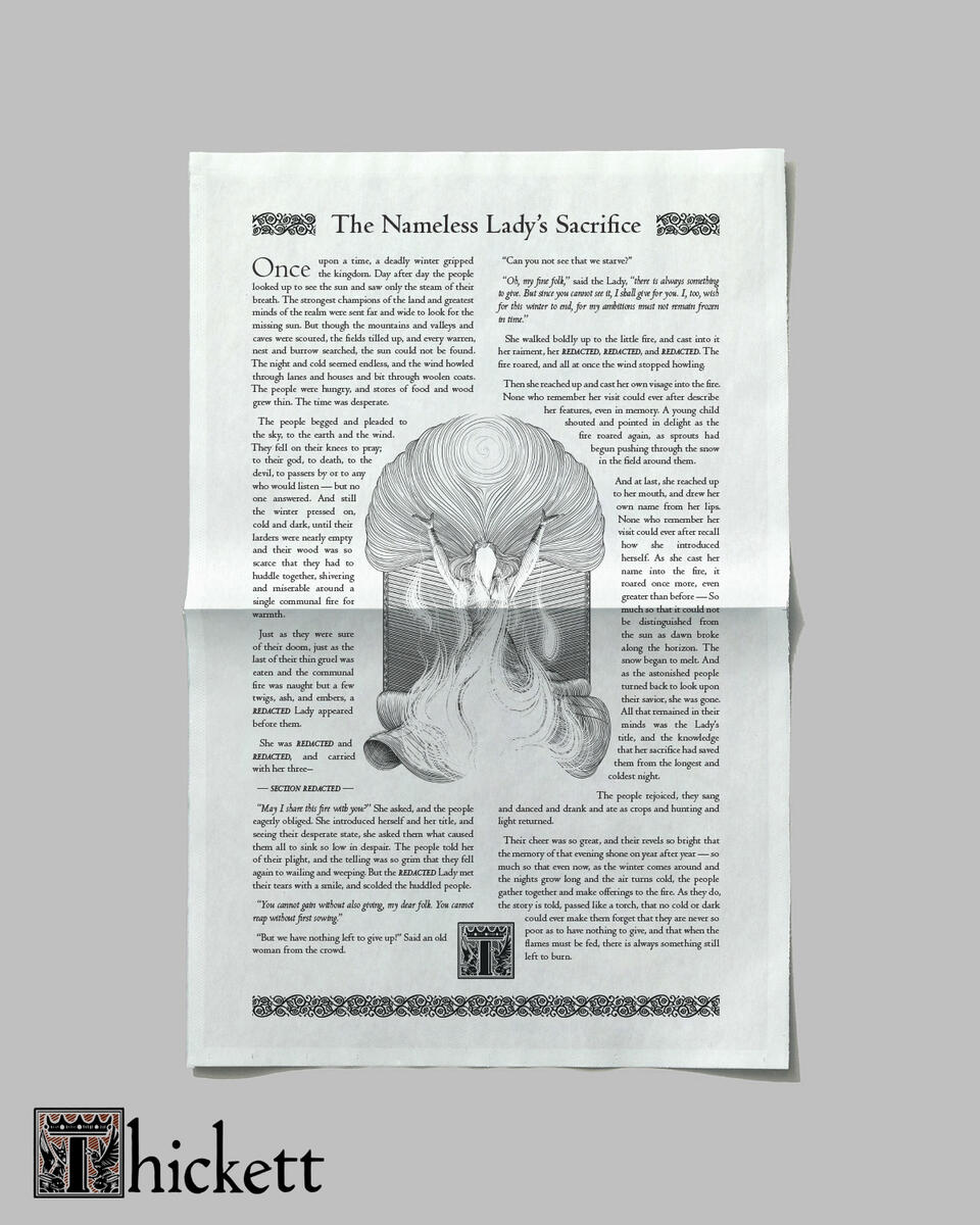 Winter Keelach Poster -- This poster tells the fairytale origin story of Thickett&#39;s mysterious CEO, the Princess.